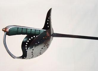 Italian Dueling Sabre, “Pecoraro model”, close-up of hilt. Italian Dueling Sabre, “Pecoraro model”, close-up of hilt.