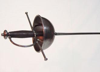 Cup-hilt Rapier replica, close-up of hilt. Cup-hilt Rapier replica, close-up of hilt.